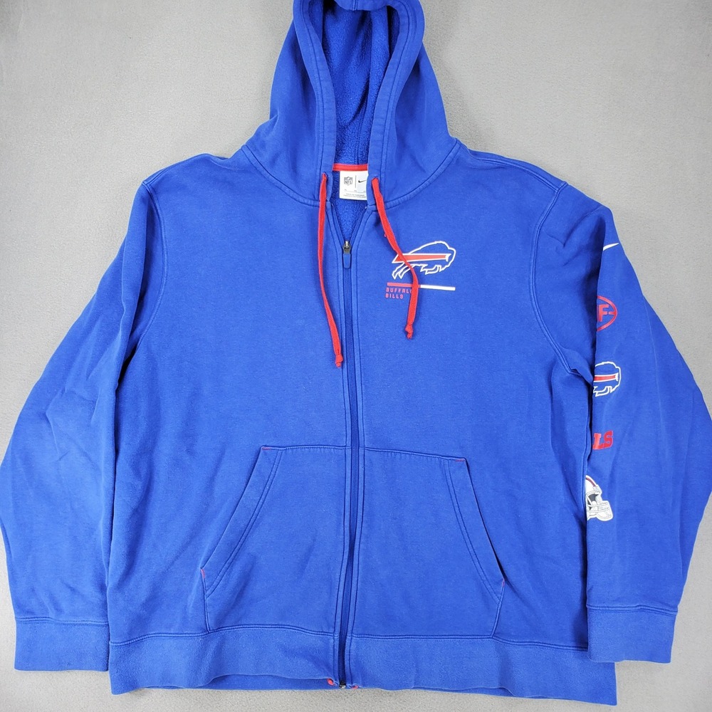 Nike Buffalo Bills Full Zip Hoodie Mens XL Blue NFL NKZS-059K Graphic Sleeve